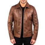 Aura Plus Brown Leather Jacket - Image 3