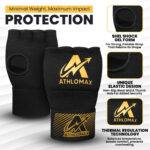 Athlomax Gel Padded Inner Gloves Black– Hook & Loop Wrist Strap - Image 3