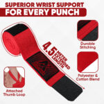 Athlomax Professional Boxing Hand Wraps Red - Image 3