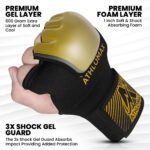 Athlomax Gel Padded Inner Gloves Black– Hook & Loop Wrist Strap - Image 4