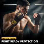 Athlomax Gel Padded Inner Gloves Black– Hook & Loop Wrist Strap - Image 6